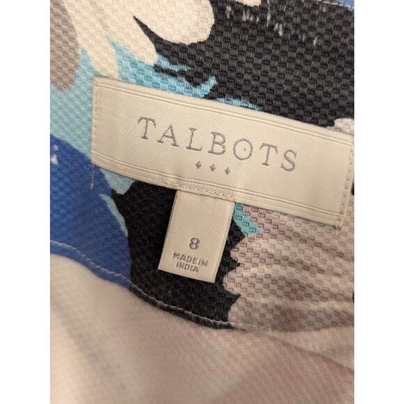 TALBOTS! COOL BLUES, PINK & WHITE FLORAL, TEXTURED COTTON BLEND SKIRT! SZ 8 - Picture 5 of 9
